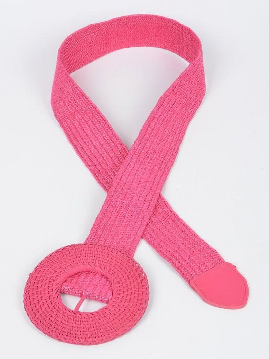 Round Handmade Bamboo Buckle Elastic Belt